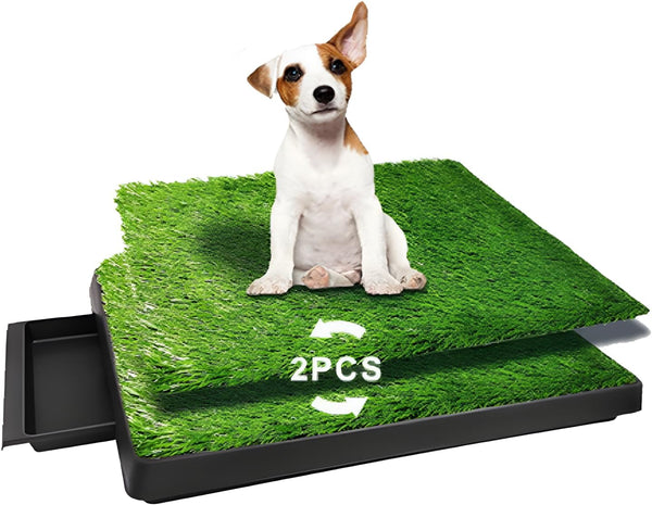 Daslakdc Dog Urinal containing 2 Replaceable lawns, Dog Potty Grass .Portable pet bedpans