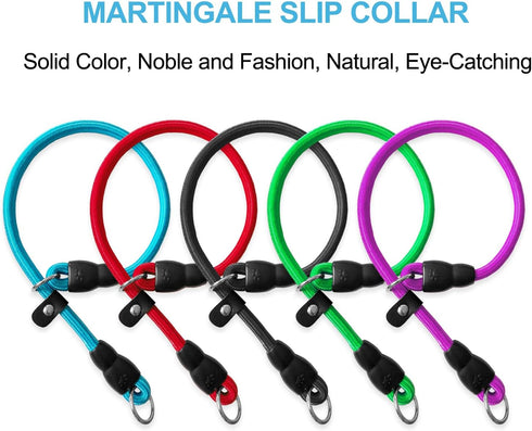 LOS ANDES Dog Slip Collar, No Pull Choker Collar for Dogs, Slip Collars with Slidable Stopper, Dog Training Collar Martingale Collar for Small Medium Large Dogs, Blue, S (15 in x 8 mm)