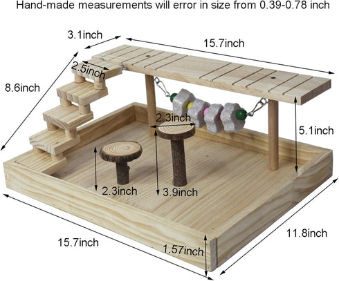 Set Hamiledyi Dwarf Hamster Activity Playground Natural Wood Gerbil Climbing Platform Mice Living Gym System Syrian