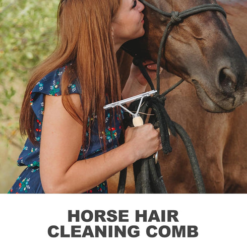 iplusmile Dematting Brush Rake - Gentle Grooming Brush with Wood Handle for Horses, Dogs, and Shedding Grooming
