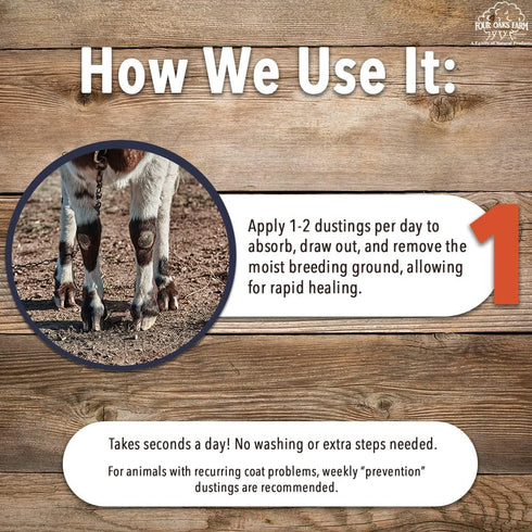 (2.5 oz) Four Oaks Farm Ventures, Goat Hoof & Coat Powder - Wound Care, Heals/Prevents Foot Rot, Skin Problems - All