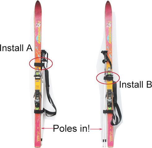YYST Ski Tote | Backpack Carrier for Skis and Poles | Ski and Pole Carry Sling Strap - Free Your Hand!