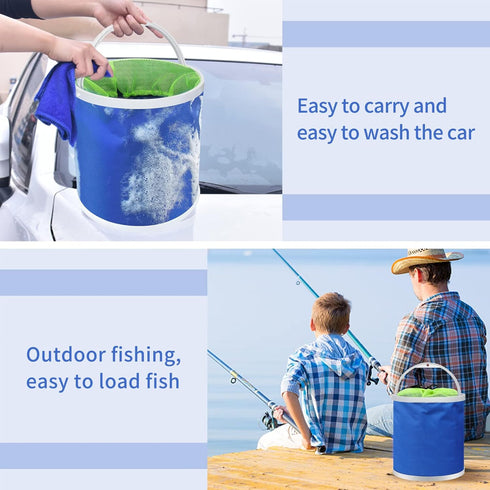 Homelove Collapsible Camping Fishing Bucket - 11L Durable Pop Up Water Bucket with Net and Rope for Outdoor Activities