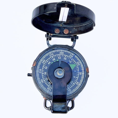 Vintage Lensatic Compass - Black Military Navigational Device, Nautical Antique Brass