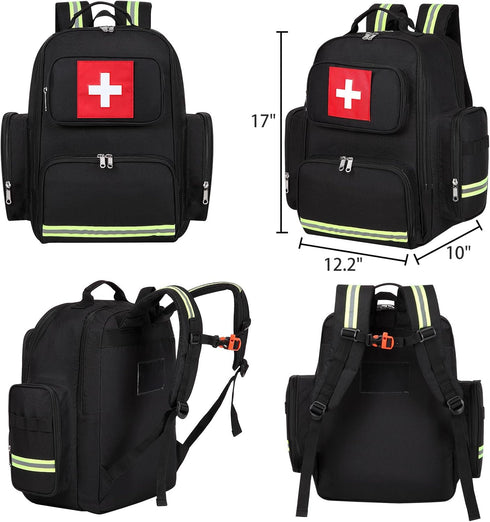 Gatycallaty First Aid Backpack — Medical EMT First Responder Bag for Hiking, Trauma, and Camping (Black, Large)