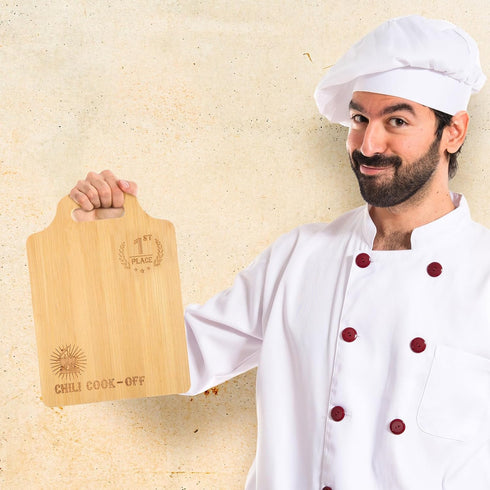 Set 3 1st 2nd 3rd Sliner of Chili Cook off Prizes Wooden Cutting Boards with Handle Spoon Chili Cook off Trophies