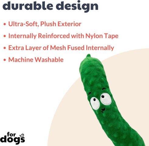 Huxley & Kent for Dogs | Dell Pickle (Large) | Funny Dog Toy | Power Plush Dog Toy with Squeaker | Dog Gift | Fun, Durable | H&K Squeaky Dog Toy