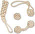 Puppy Tug Toys Set of 4, Natural Cotton Rope Dog Chew Toys, Interactive Knots for Small Medium Dogs