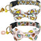 KUDES 2 Pack Adjustable Print Dog Collars with Bow Tie, Bells, and Charm Safety Buckle for Small/Medium/Large Dogs