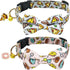 KUDES 2 Pack Adjustable Print Dog Collars with Bow Tie, Bells, and Charm Safety Buckle for Small/Medium/Large Dogs
