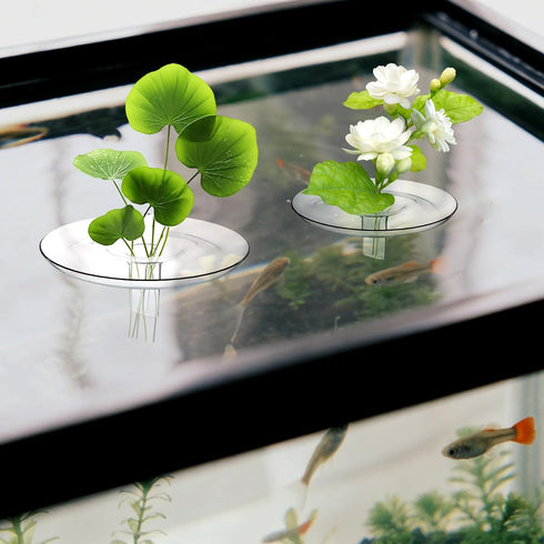 RRUAAZIW 12PCS 2 Creative Floating Floral Arrangement Holder,Floating Flower Display Stand Include Fish Tank Shelf DIY