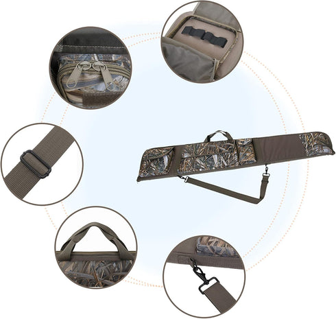 MYDAYS Rifle Case, Hunting Deluxe Scoped Gear Camouflage Soft Shotgun Gun Bag with Zippered Accessory Pocket