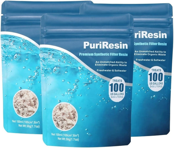 PuriResin Aquarium Filter Media - Organic Filtration Resin for Freshwater and Saltwater Fish Tank, 100 ml