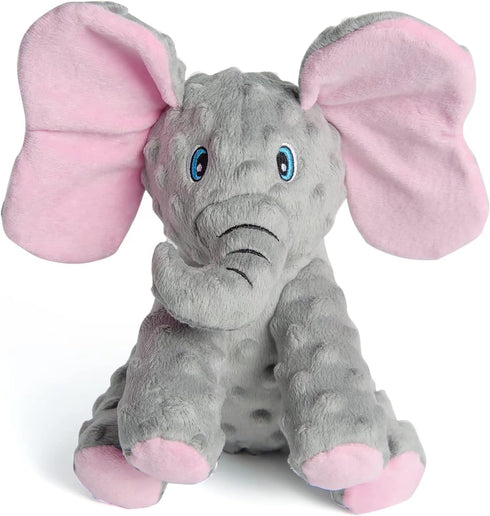 DODODOLA Cute Squeaky Elephant Dog Toy, Crinkle Paper Stuffed Plush Animal for Small Medium Large Dogs