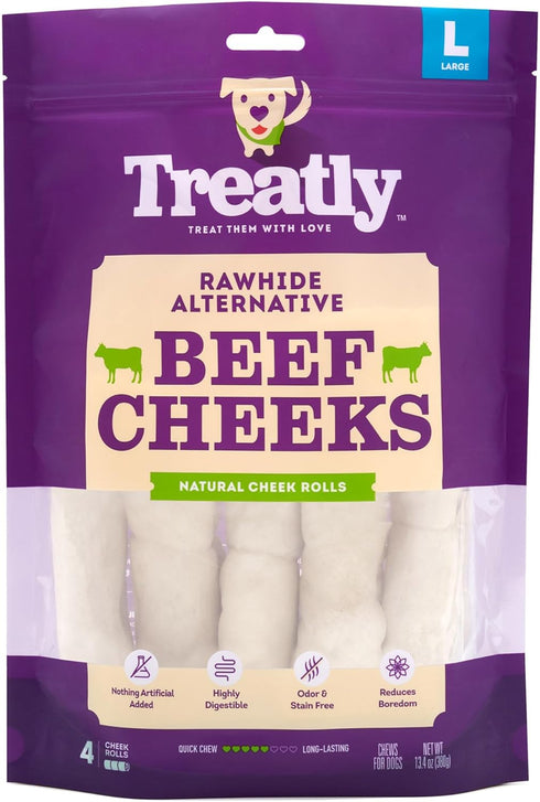 Cowcheek Rolls 4" Dog Chew Treats - Natural Flavor, 6 Count/1 Pack