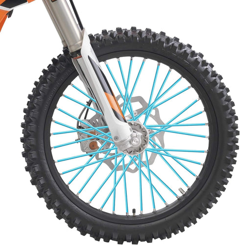 PSLER 72 PCS Sky Blue Spoke Skins, Spoke Covers Trim Wrap Decoration Protector for Motorcycle Motocross