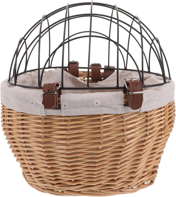 Cycling Pet Carrier Basket: Front Bike Carrier with Strap - Small Dog