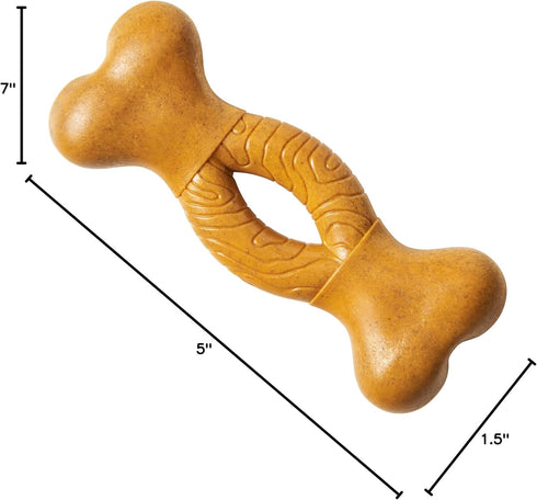 SPOT Bam-Bones Curved Bone, Strong Bamboo Fiber Chew Toy for Light to Moderate Chewers, 6in Peanut Butter Flavor