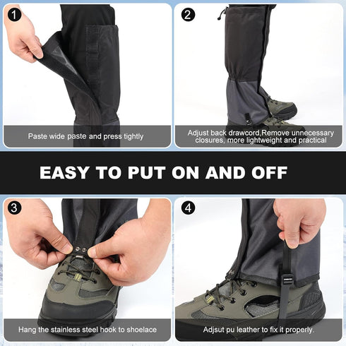 Upgraded Waterproof Gators for Hiking Boots, Adjustable Leg Gaiters for Men Women - 600D Oxford for Hiking, Trail
