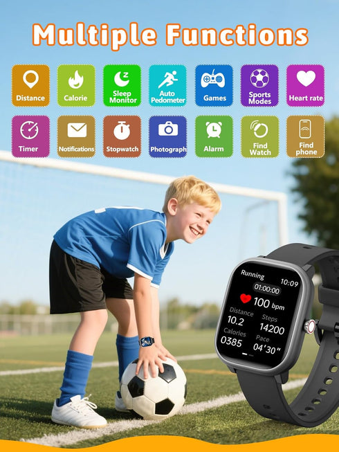 Roffnet 1.83" 12 Kids Smart Watch for Boys Girls, Fitness Tracker with Heart Rate Sleep Monitor, Touchscreen