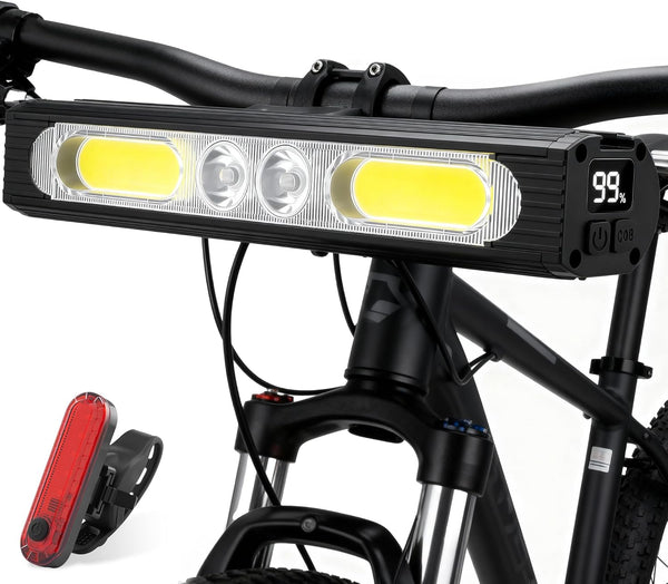 Heeykeey Bike Lights for Night Riding,1500 Lumens High&Low Beam Front Light, OLED Display