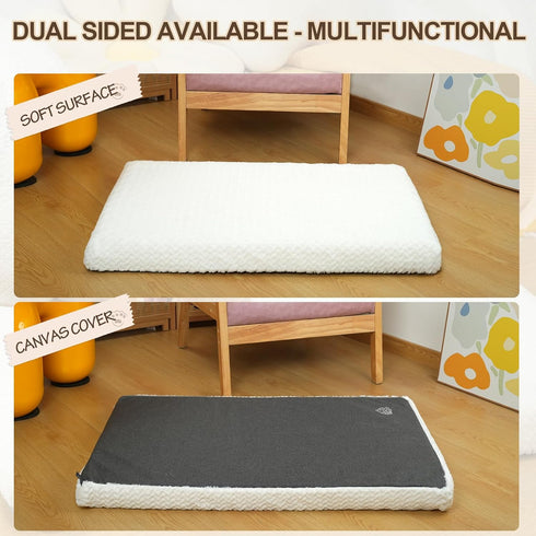 EMPSIGN Dog Bed Crate Pad for Jumbo Dogs, Deluxe Fluffy Plush Washable Mat, 35"x 22"x 3", White