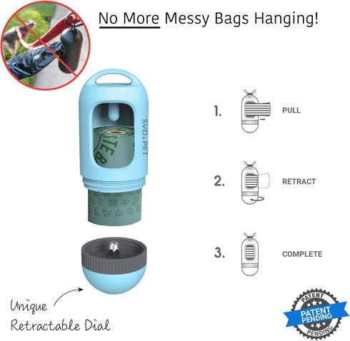 15 SVD.PET Dog Poop Bag Dispenser, Retractable Waste Bag Fits Any Dog Leash, Waste Bags, Poop Bag Holder, Doggy Walking