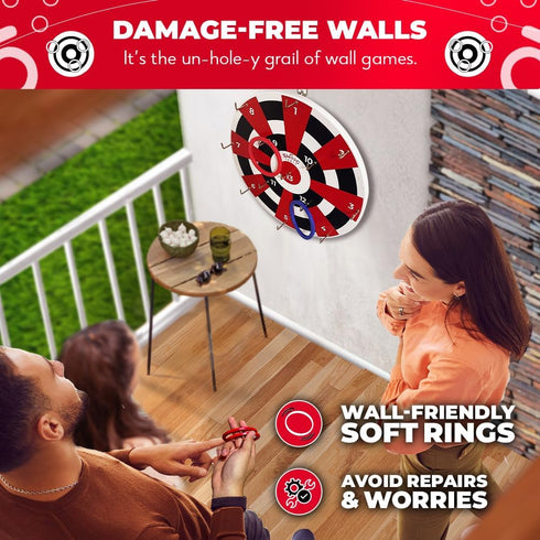 20+ Swooc Games Hook Darts Ring Toss Game Wood Board & Soft Rings Games Included for Kids & Adults Wall Mounted Ring
