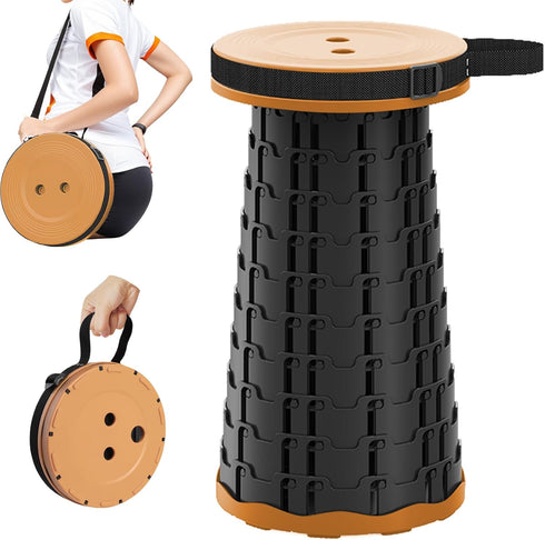 Smohtmeny Collapsible Stool - Lightweight Portable Folding Stool for Camping, 330lb Capacity Telescoping