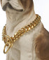 18K Gold Plated Dog Chain Collar, Stainless Steel Cuban Link Choke Collar for Dog's Training, Daily Use (15mm, 14'')