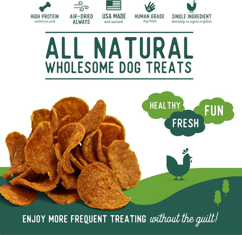 Beg & Barker Jerky Chips for Dogs Variety (3.5oz, Pack of 4) - Single Ingredient Protein Human Grade Treats Made in USA