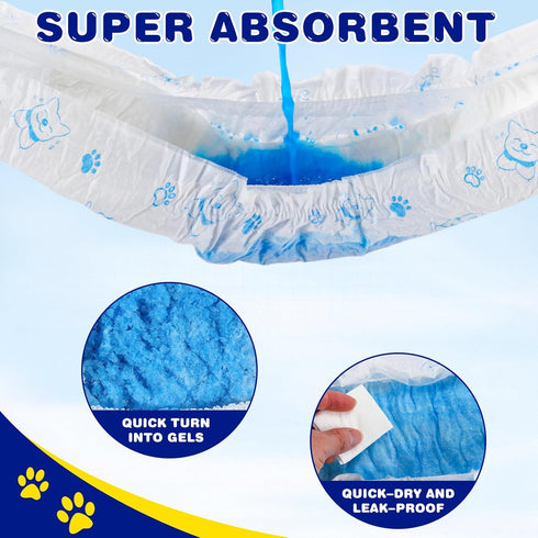 50 Count XPCARE Disposable Male Dog Diapers, Male Dog Wraps,Super Absorbent Leak-Proof Fit (Small)