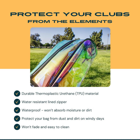 Incontro Premium Hologram Golf Bag Rain Hood Cover - Waterproof, Color Changing, Durable TPU, Fits 8.5 to 9.5 Inch Bags