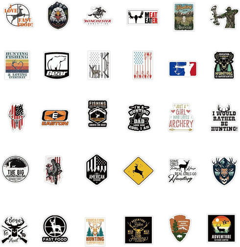 Go Hunting Stickers 104PCS Outdoor Adventure Wildness Waterproof Vinyl Decals Water Bottle Labels for Boys for Computer Cups Bike Motorcycle Helmet Travel Case by Qiana