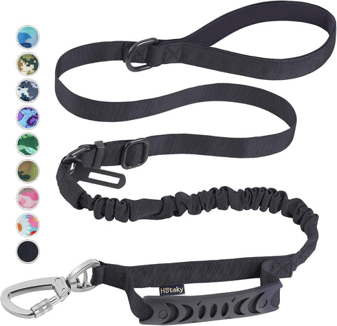 Hotsky Tactical Dog Leash - Heavy Duty for Medium Large Dogs, 4-6Ft Strong Bungee Shock Absorbing with Padded Double