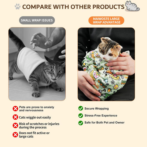 maiwoste 35.5" 22lbs Extra Large Cat Grooming Wrap Anti-Escape Cat Wrap for Cutting Nails, Brushing & Medication Soft