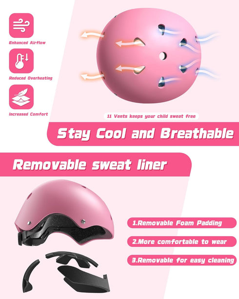Set, 2-3-5-8-14 Set Elbow 6 Kids Bike Helmet Adjustable Helmet for Ages Year Boys Girls, Toddler Pad with Knee and Pads
