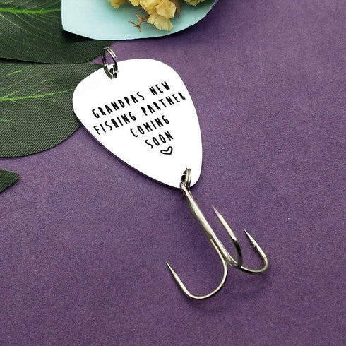 New Grandpa Gift Grandpas New Fishing Partner Coming Soon Fishing Lure Pregnancy Announcement Gift for Grandpa Dad