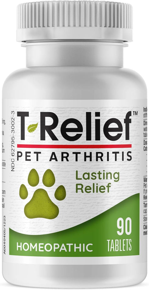 MediNatura T-Relief Pet Arthritis Relief - 90 Tablets with Arnica for Dog & Cat Hip, Joint Pain, Soreness, Stiffness