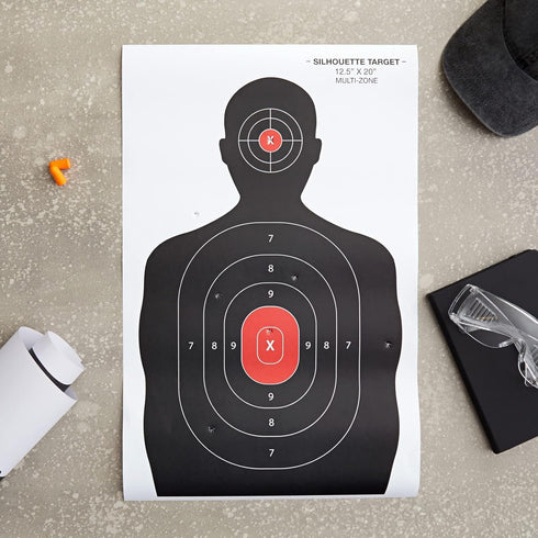 Juvale 50 Pack Paper Shooting Targets for Range, Bulk for Hunting Handguns Pistols Rifles Silhouette with Red Bullseye