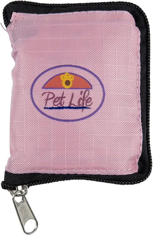 PET LIFE Wallet Folding Waterproof Zippered Collapsible Travel Pet Dog Cat Bowl Feeder, One Size, Pink