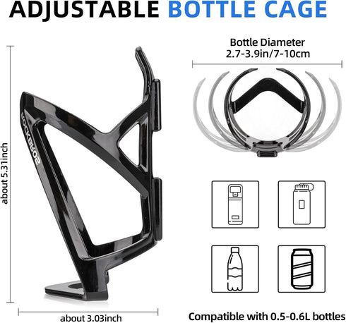 ROCKBROS Ultra-Light Bike Water Bottle Holder, Bicycle Bottle Cages with Screws Tool, 2 Pack