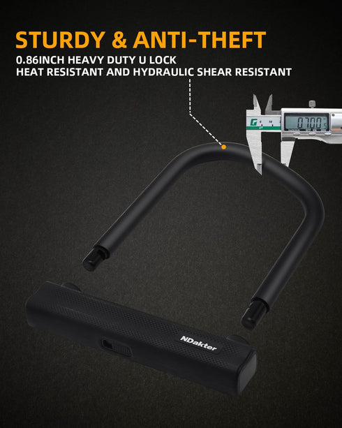 NDakter Heavy Duty Motorcycle Locks, 18mm Anti Theft Lock with 4FT Chain for Scooter, Ebike, Moped