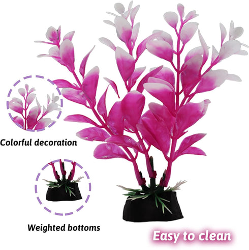 8 Pcs Aquarium Decorations, Small Plastic Plants with Resin Coral, Fish Tank Accessories, Aquarium Decor