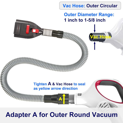 1"-1.75" Dog Brush Vacuum Attachment with Universal Adapters for Vacuum Cleaners, Pet Hair Shedding Grooming Tool Kit