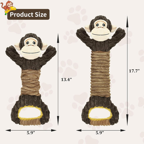 Vehomy Dog Squeaky Toy Gorilla Shaped Dog Toy for Aggressive Chewers Tug of War Dog Toy Pet Interactive Toy Dog Plush Toy with Crinkle Paper for Small Medium Large Dogs Gorilla
