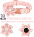Adjustable Cotton Dog Collar with Pink Daisy Flower Tie, Safety Metal Buckle for Small Medium Large Dogs, Neck 10"-16"