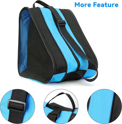 Qavctw Ice Skate Roller Skate Bag with T Tool, Adjustable Shoulder Strap, Top Handle, Premium Oxford Cloth