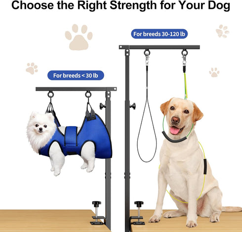 Aetherika 28"-41" Hammock, Foldable Dog Grooming Table Arm Adjustable Clamp Arm with No-Sit Holder for Small Dogs