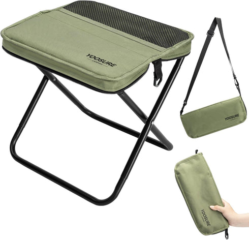 Yoosure Portable Folding Camp Stool with 2 Side Pockets, Lightweight Foldable Camping Stool
